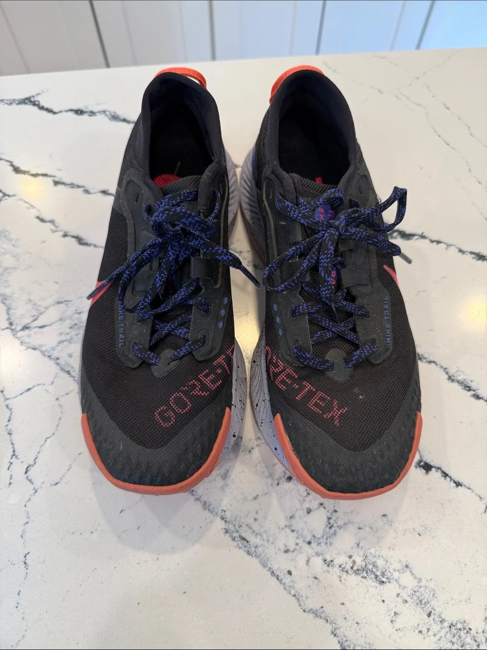 Nike Women's Black and Coral/Grey Gore-Tex Trail Sneakers